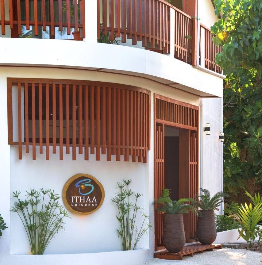 Ithaa Dhigurah palm-fringed garden walkway